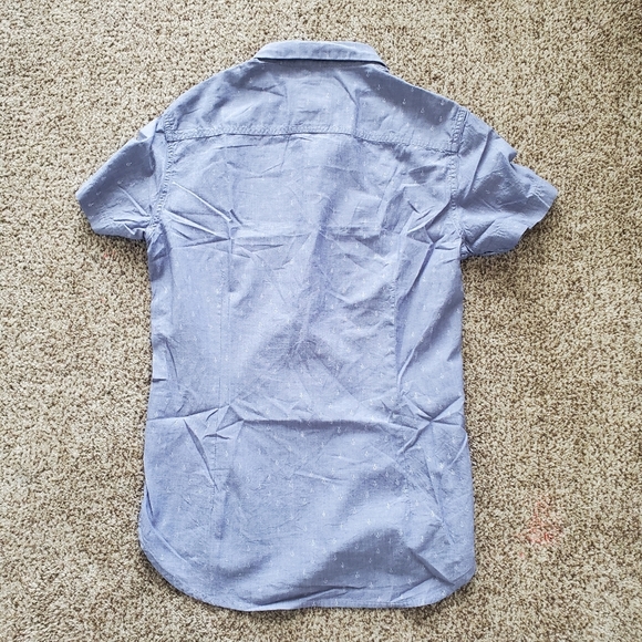 Armani Exchange Dress Shirt Men's XS Blue Anchor Pattern Short Sleeve Button Up - Picture 6 of 6